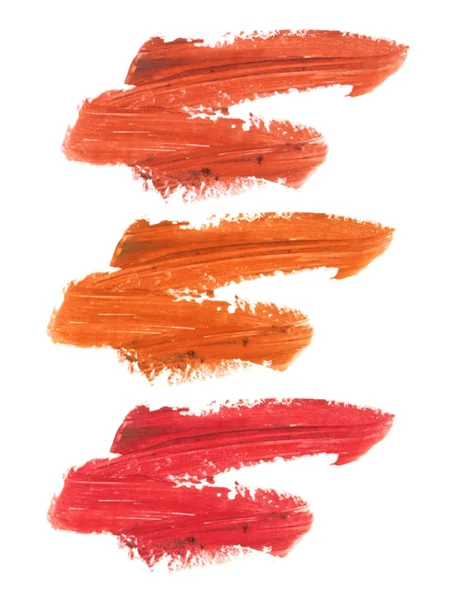 Collection of smudged lipsticks isolated on white — Stock Photo, Image