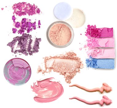 Ürünleri toplama beyaz arka plan üzerinde makyaj