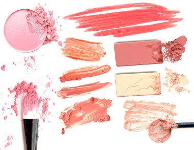 Kolaj kozmetik Vakfı toz Beyaz arka plan üzerinde. Güzellik ve makyaj kavramı.