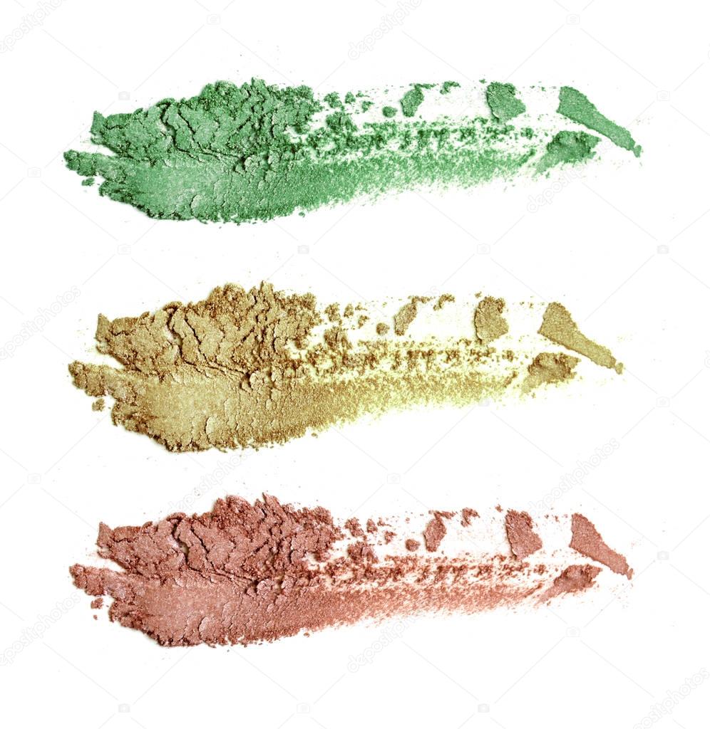 Colors make up eye shadow isolate on white.