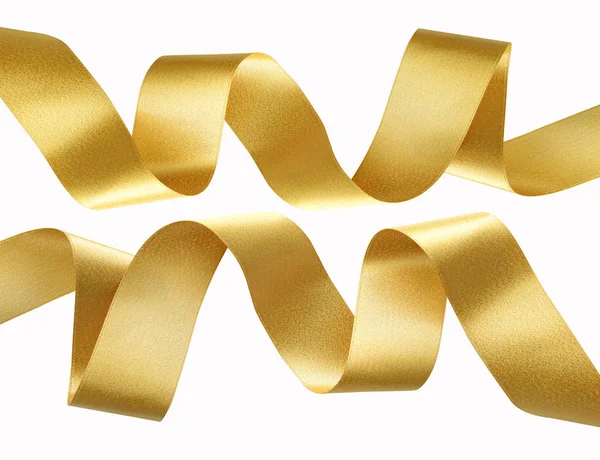 Golden ribbon border isolated on white — Stock Photo, Image
