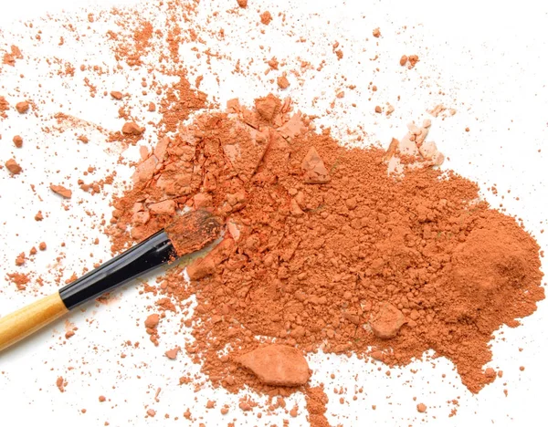 Orange color makeup powder and blush isolated — Stock Photo, Image