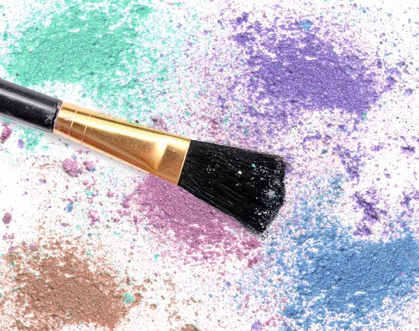 Blush make up on crushed powder isolated on white background — Stock Photo, Image