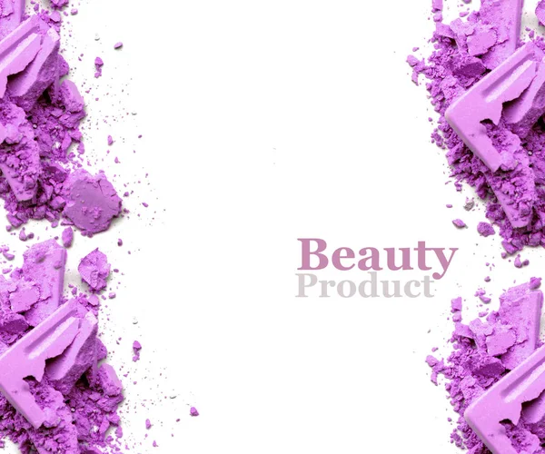 Rahmen Make-up lila zerkleinert Puder mit Platz für Text — Stockfoto