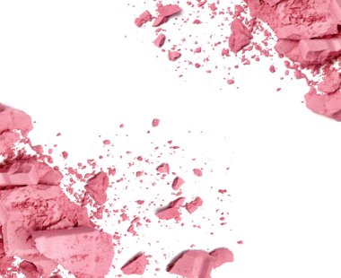 Makyaj yanak ve göz. Pembe kozmetik toz çerçeve
