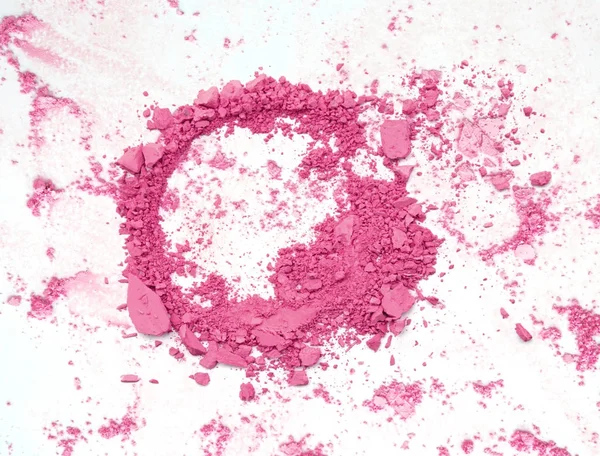 Maquillaje Polvo Rosa Fondo Aplastado —  Fotos de Stock