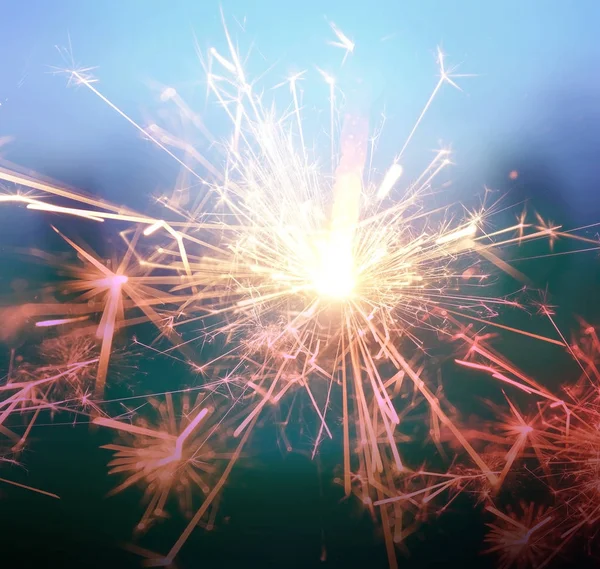 Sparkler Fire Retro Color Tone Background — Stock Photo, Image