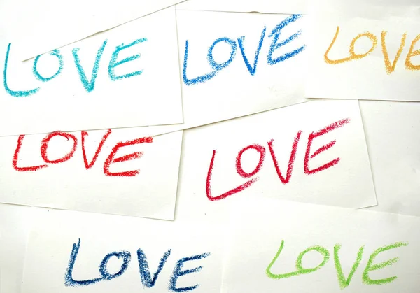 Drawing Heart Word Love Paper Background — Stock Photo, Image