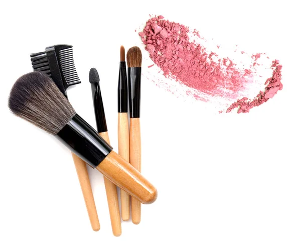 Professional Make Brush Collection Brushes Make Powder White Background Stock Picture