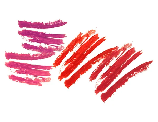 分離された赤や紫の口紅ストローク — ストック写真