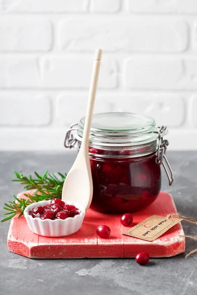 Zelfgemaakte cranberry jam — Stockfoto