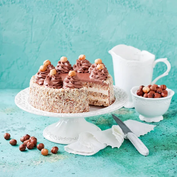 Лесной торт с шоколадным кремом — стоковое фото