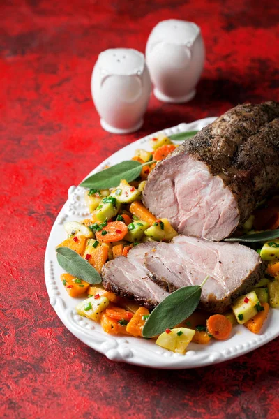 Baked pork meat with vegetables — Stock Photo, Image