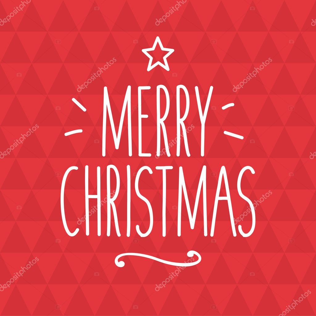 Merry Christmas card, handwriting title. Editable vector design.
