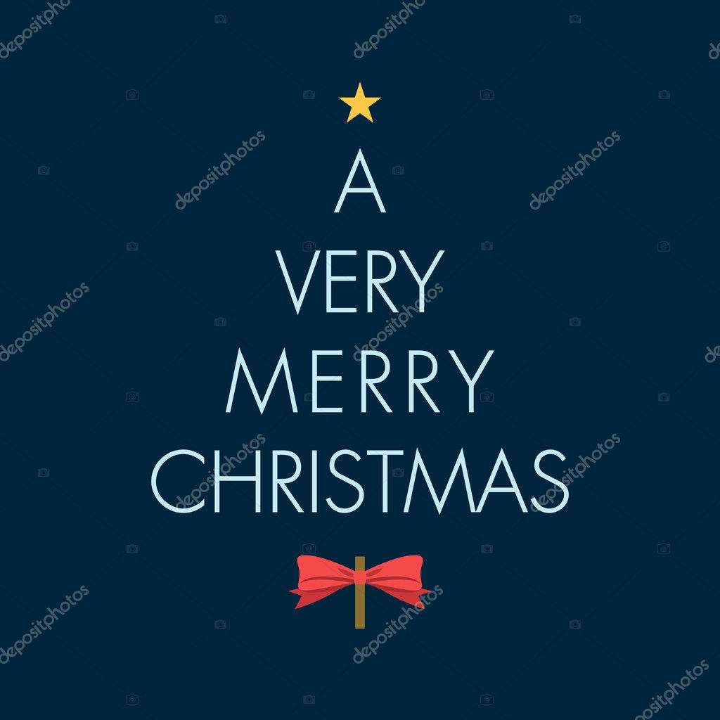 Christmas card with christmas tree type title. Editable vector design.