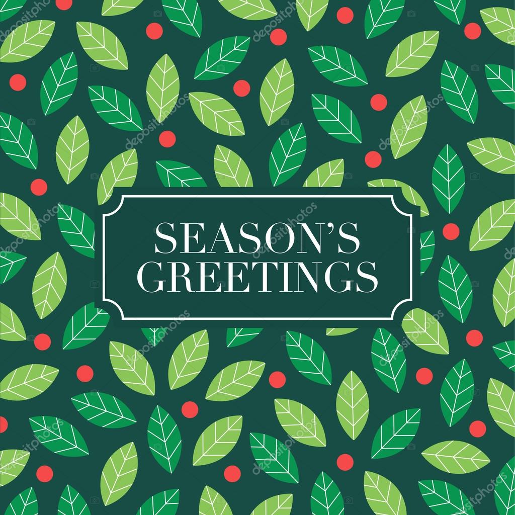 Season Greetings card with mistletoe background. Editable vector design.