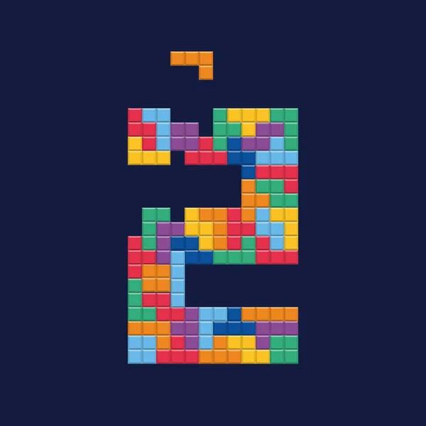 Logotipo número "2", estilo píxel de videojuego . — Archivo Imágenes Vectoriales