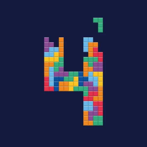 Logo Nummer "4", Pixelstil für Videospiele. — Stockvektor