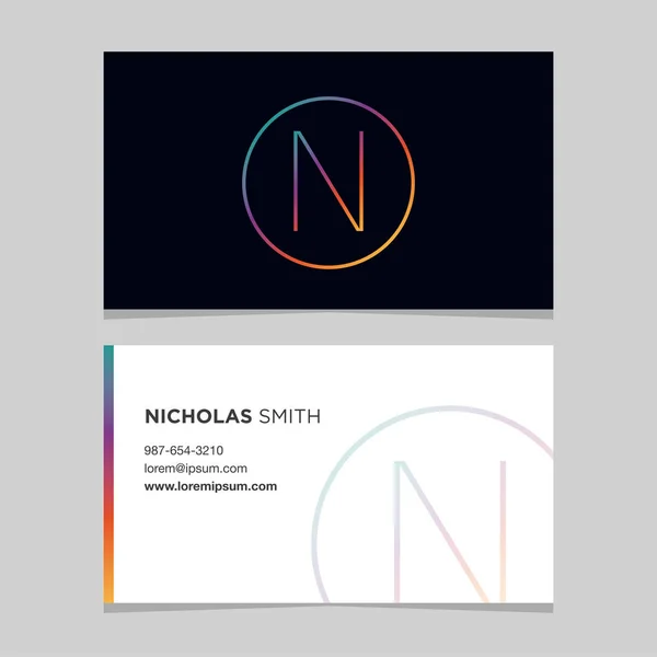 Logo alphabet letter "N", with business card template. — Stock Vector