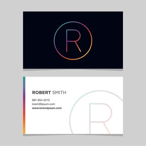 Logo alphabet letter "R", with business card template. — Stock Vector