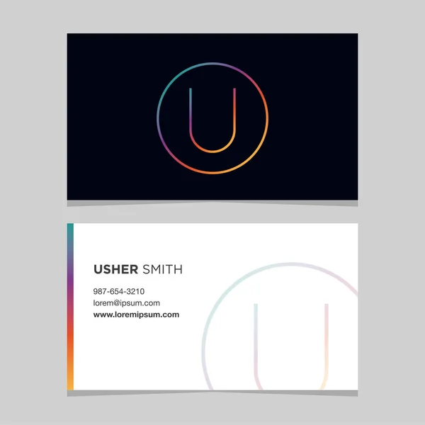 Logo alphabet letter "U", with business card template. — Stock Vector