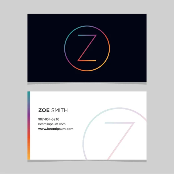 Letra del alfabeto del logotipo "Z", con plantilla de tarjeta de visita . — Vector de stock