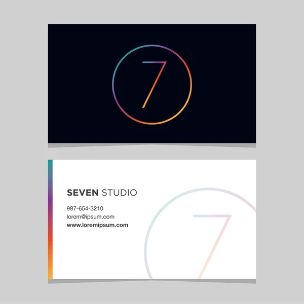 Logotipo número "7", con plantilla de tarjeta de visita . — Vector de stock