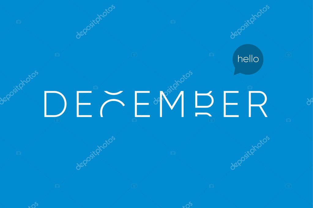 December logo with capitals letters in movement. Editable vector design.