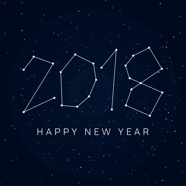 Feliz año nuevo 2018 tarjeta, Constelaciones del cielo nocturno . Ilustración de stock