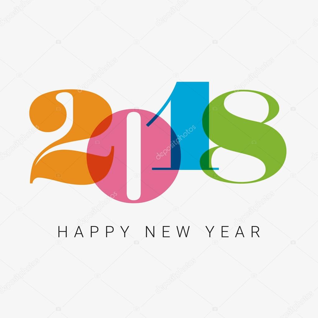 Happy new year 2018 card, numbers font. Editable vector design.
