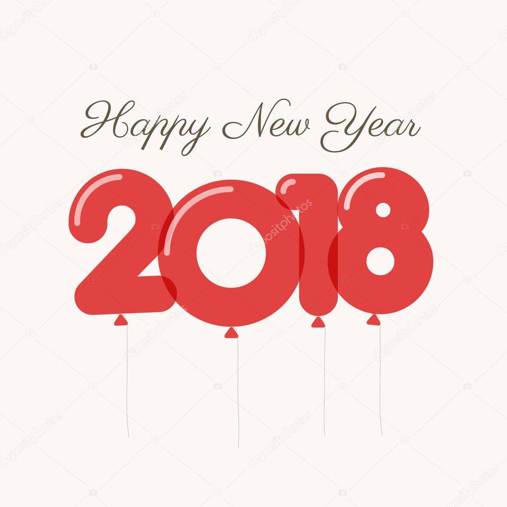 Happy new year 2018 card, balloons font,