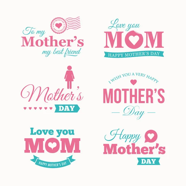 Conjunto Logotipo Feliz Día Las Madres Diseño Vectorial Editable — Vector de stock
