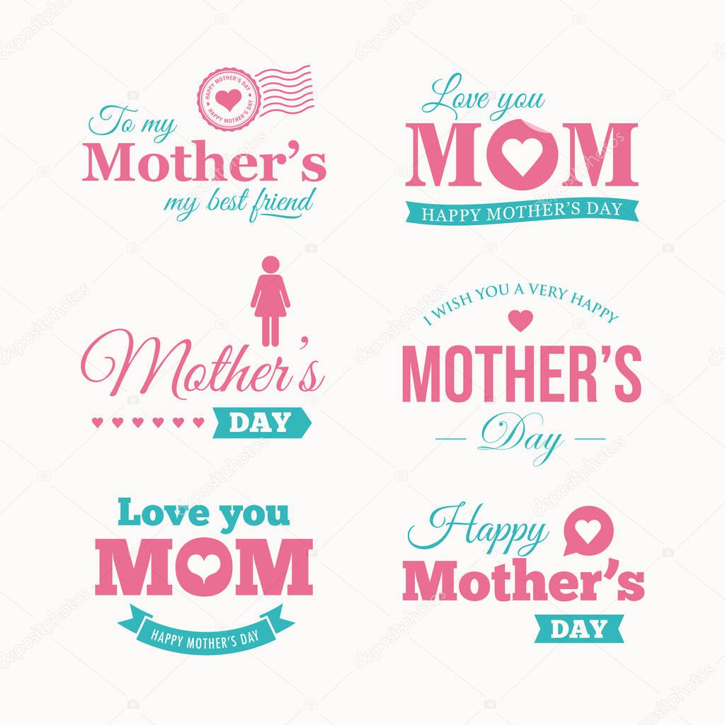 Happy mothers day logo set. Editable vector design.