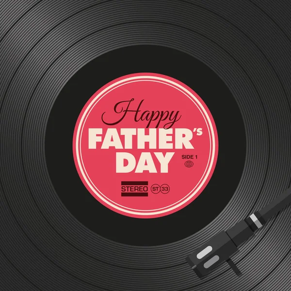 Blahopřání Dni Otců Happy Vinyl Ilustrace Červené Pozadí Vektorová Design — Stockový vektor