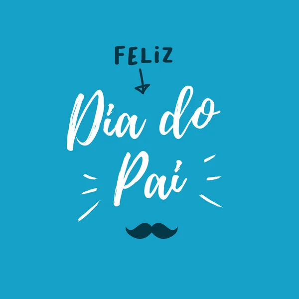 Cartão Dia Feliz Pais Com Ícones Bigode Fundo Azul Versão — Vetor de Stock