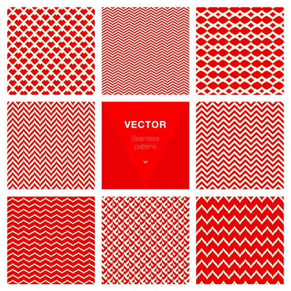 Collection of 8 seamless geometric patterns. Vector set. — ストックベクタ