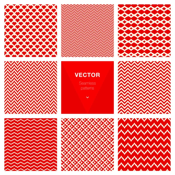 Collection of 8 seamless geometric patterns. Vector set. — Stock vektor