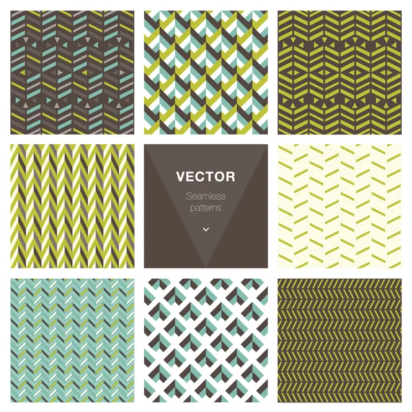 Set van 8 populaire geometrische patronen. — Stockvector