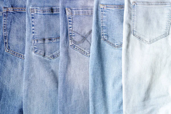 Jeans Struktur Textur Olika Typer Och Färger Jeans — Stockfoto