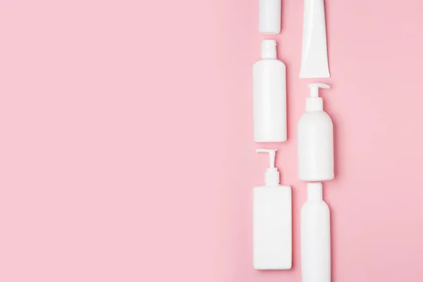 White Cosmetic Jars Pink Background Cosmetics Skin Care — Stock Photo, Image