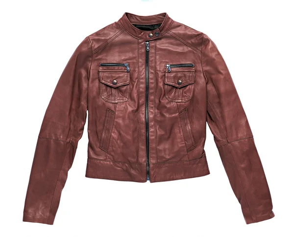 Isolated red brown leather jacket — Stock Photo, Image