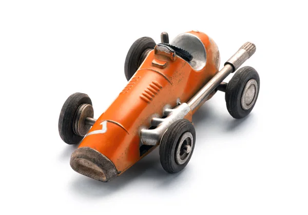 Colorido naranja vintage juguete de carreras de coches — Foto de Stock