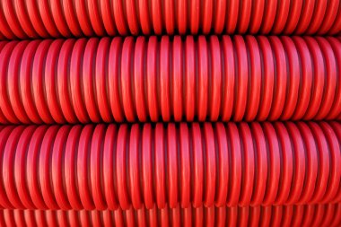Kırmızı oluklu plastik borular arka plan