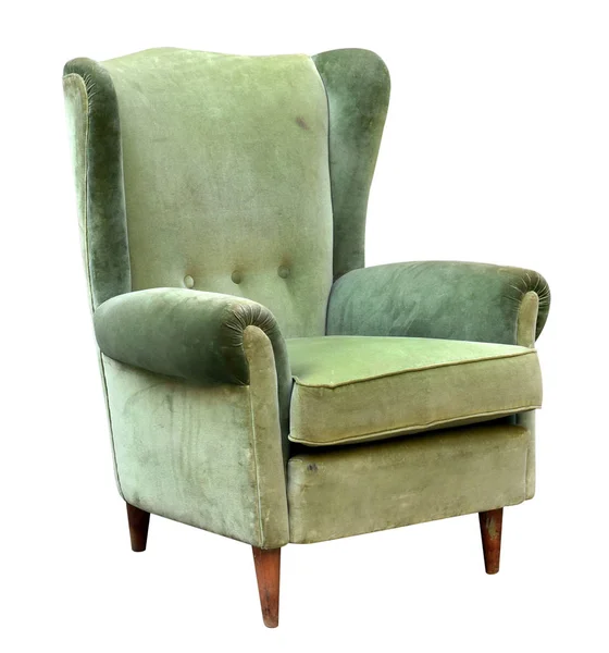 Зеленое бархатное кресло с высокой спиной — стоковое фото