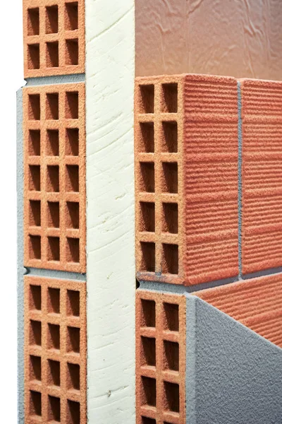 Insulation panel between two layers of bricks — Stock Photo, Image