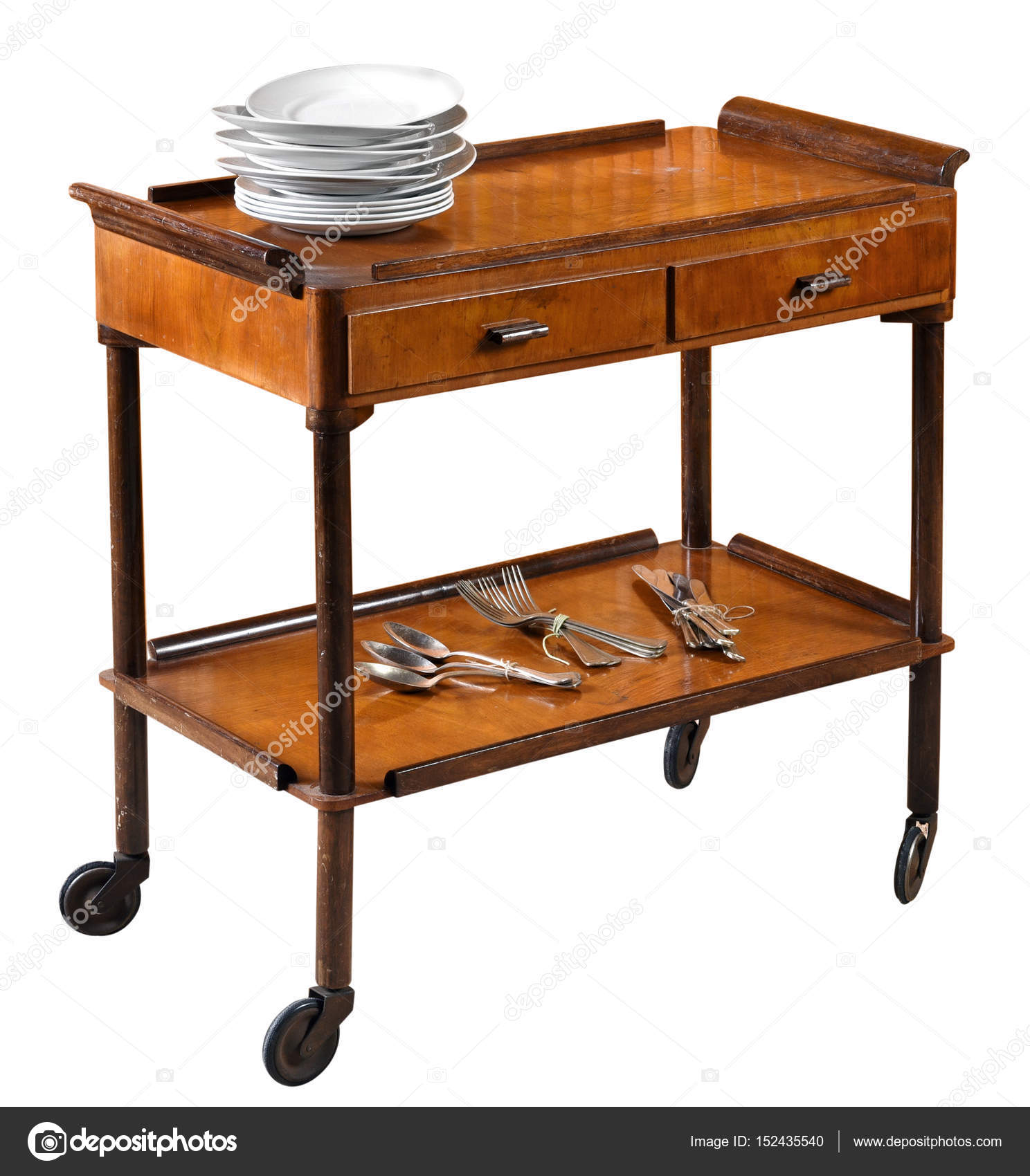 Vintage Wooden Serving Trolley On Wheels Stock Photo Vintage Wooden Serving Trolley On Wheels Stock Photo