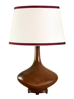 Gölge ile zarif soğanlı kahverengi masa lambası