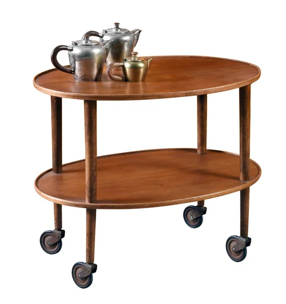 Oval mahogany serving cart on wheels — Stock Photo, Image