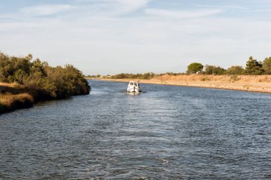 Camargue bir kanal aşağı normal hızda tekne