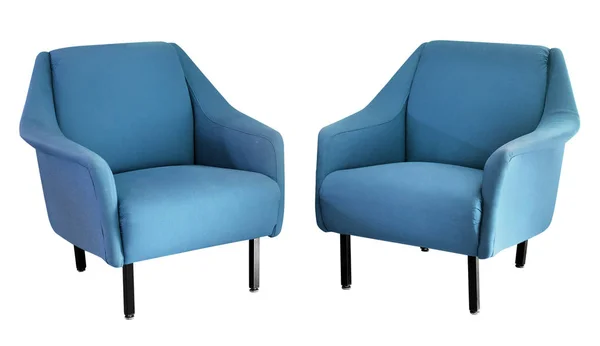 Zwei gepolsterte blaue 50er Jahre Sessel — Stockfoto